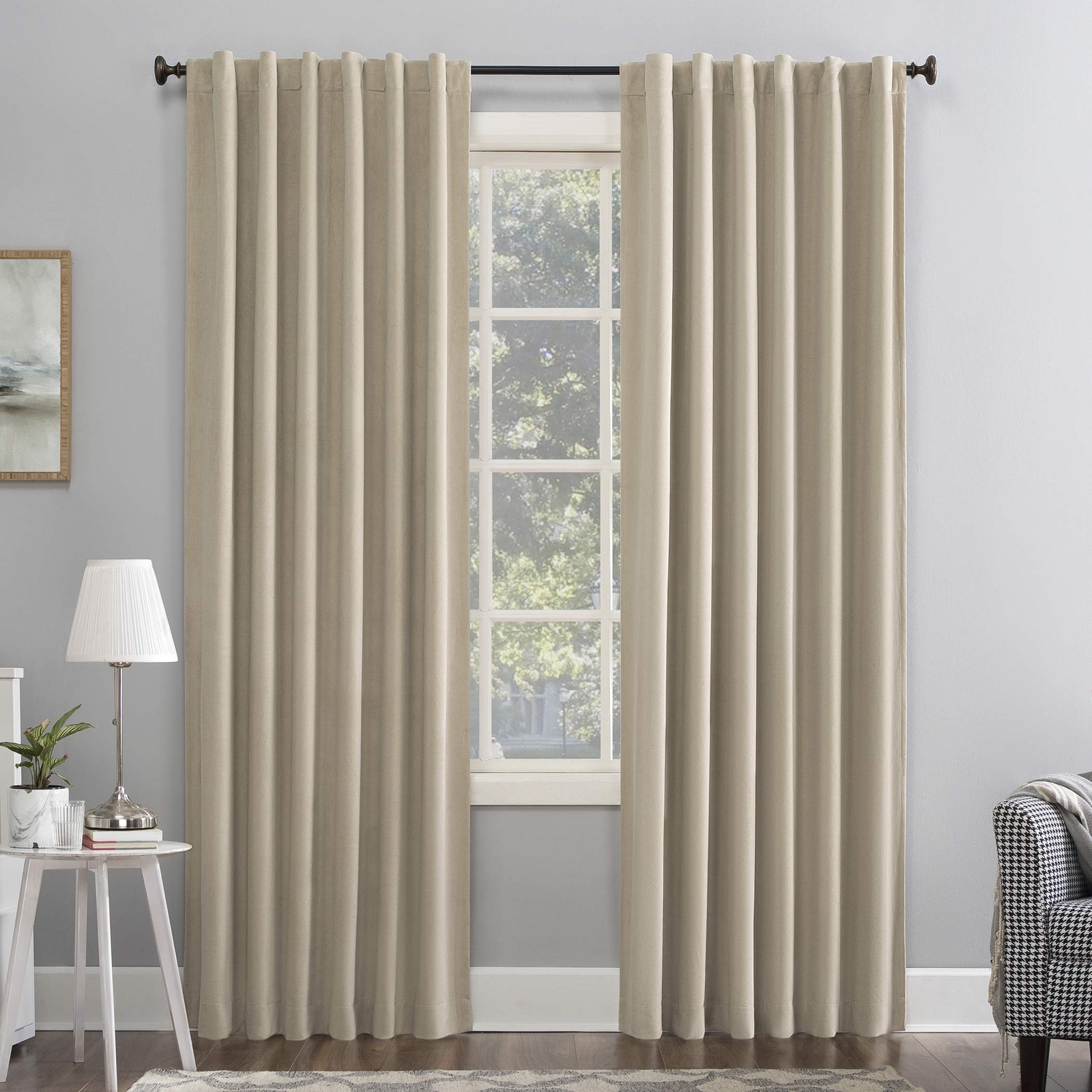 Sun Zero Hampshire Velvet Thermal Blackout Curtains Noise Reducing Back Tab