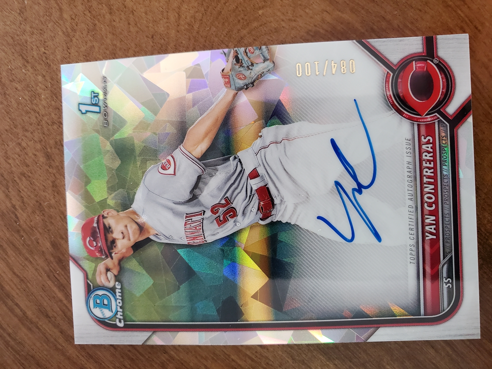 Yan Contreras 2022 Bowman Chrome 1st Atomic Auto 084/100 CPA-YC