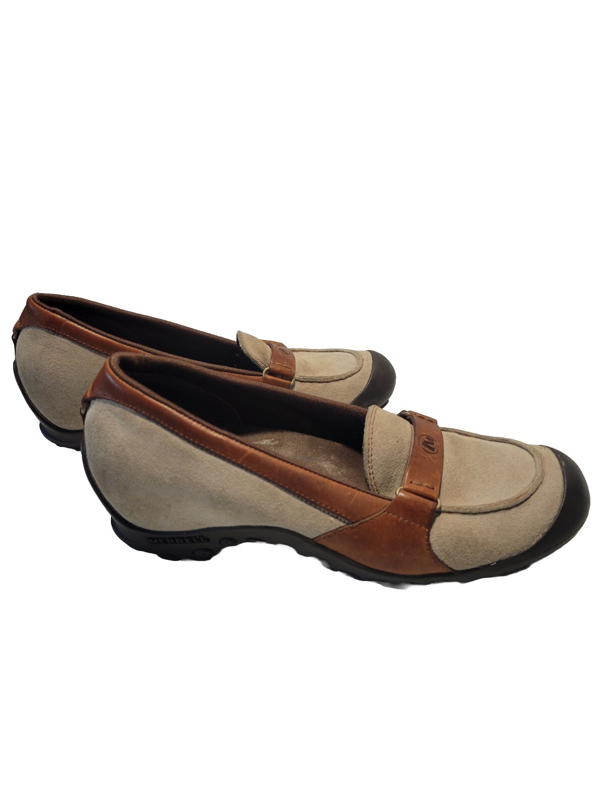 Scarpe con zeppa Merrell Plaza Glide misura 7 5 pelle marrone talpa *usate