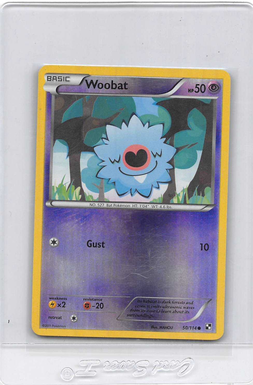 Woobat 50/114 - Common Reverse Holo - Black and White - 2011 POKEMON CARD - NM