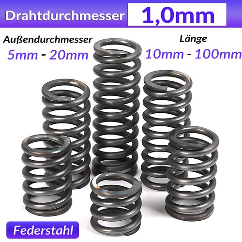 Druckfeder Drahtdurchmesser 1,0mm Federstahl Feder AD 5mm-20mm Länge 10mm-100mm