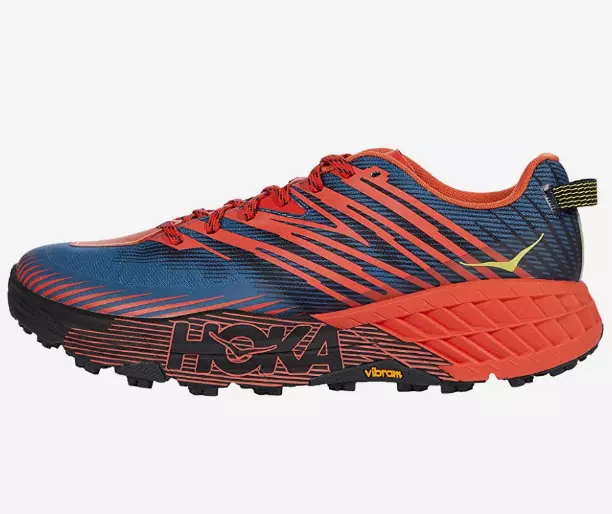 HOKA ONE Speedgoat 4 Men&#039;s Trail-Running Lace-up Sneakers Red Blue 9 eBay