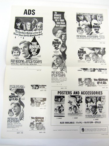 AD-MAT Filmblatt DER HORROR VON ALLEM - 13" x 16,5" Pat Boone, Erica Rogers - Bild 4 von 5