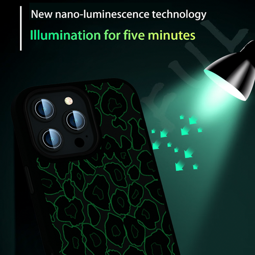 For iPhone 16 Pro Max 15 14 Luminous Night Light Leopard Pattern Shockproof Case - Bild 5 von 16