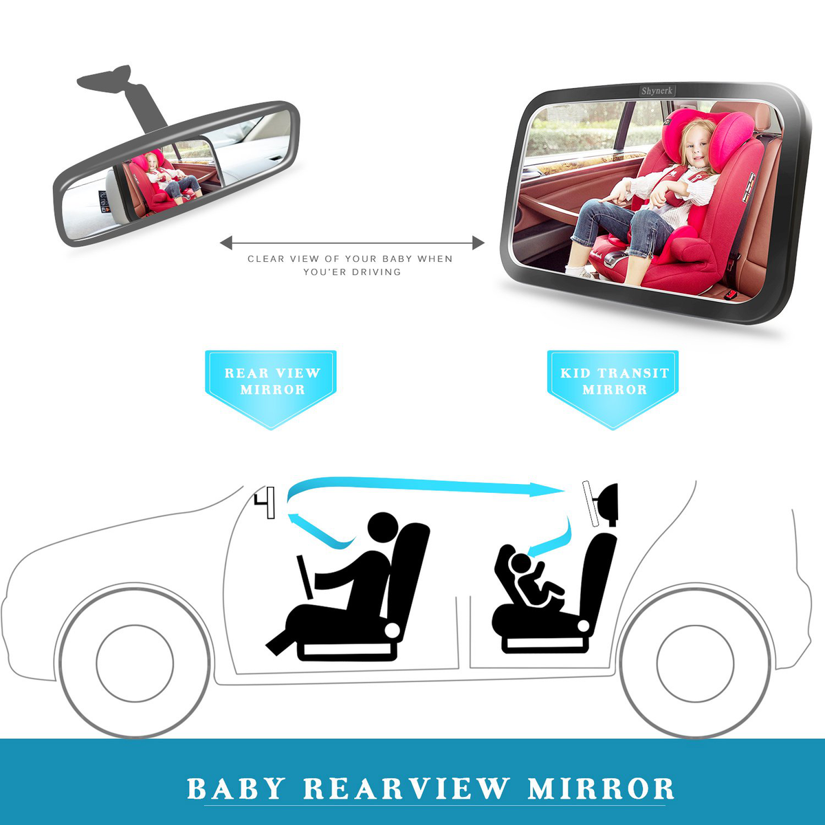 Shynerk Baby Car Mirror Safety Car Seat Mirror Rear Facing Infant