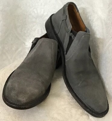 John Varvatos Gray Soft Suede Loafer Shoe With Elastic Sides  display picture 2