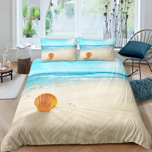 Beach Sea Shell Quilt/Duvet/Doona Cover Set Single Double Queen King Size Bed - Picture 10 of 29