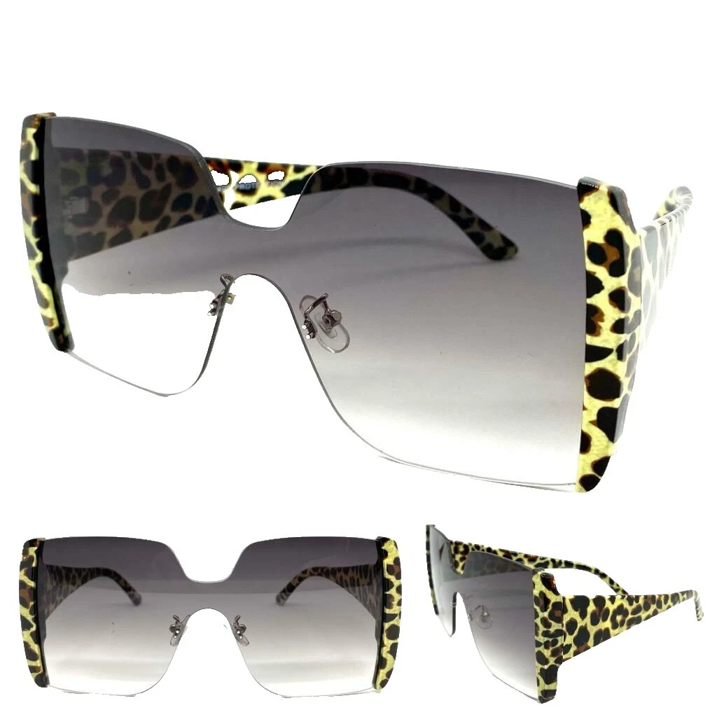 Plastic Frame Square Leopard Sunglasses for Women
