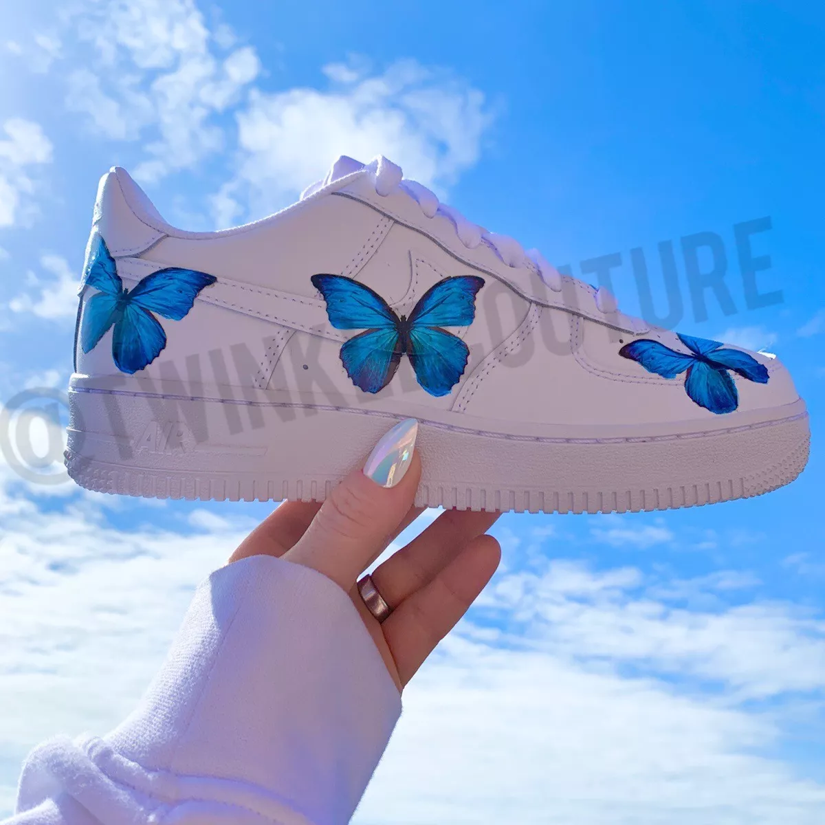 Personalizado Air Force 1 Blue Butterfly  Nike shoes air force, Air force  shoes, Nike air shoes