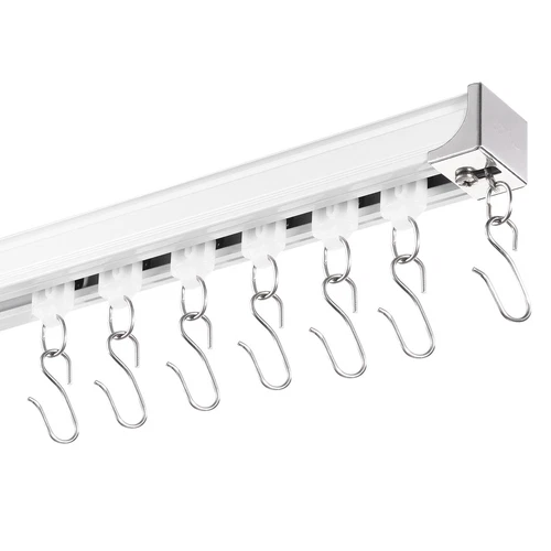 VEVOR Ceiling Curtain Track Set 5.9 FT/1.8 Meter Room Divider with Hooks White - Picture 9 of 12