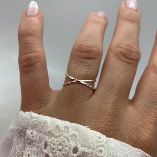 Silver Ring Cross Minimalist Ring Thumb Dainty Open Adjustable Ring jewelry - 第 4/5 張圖片