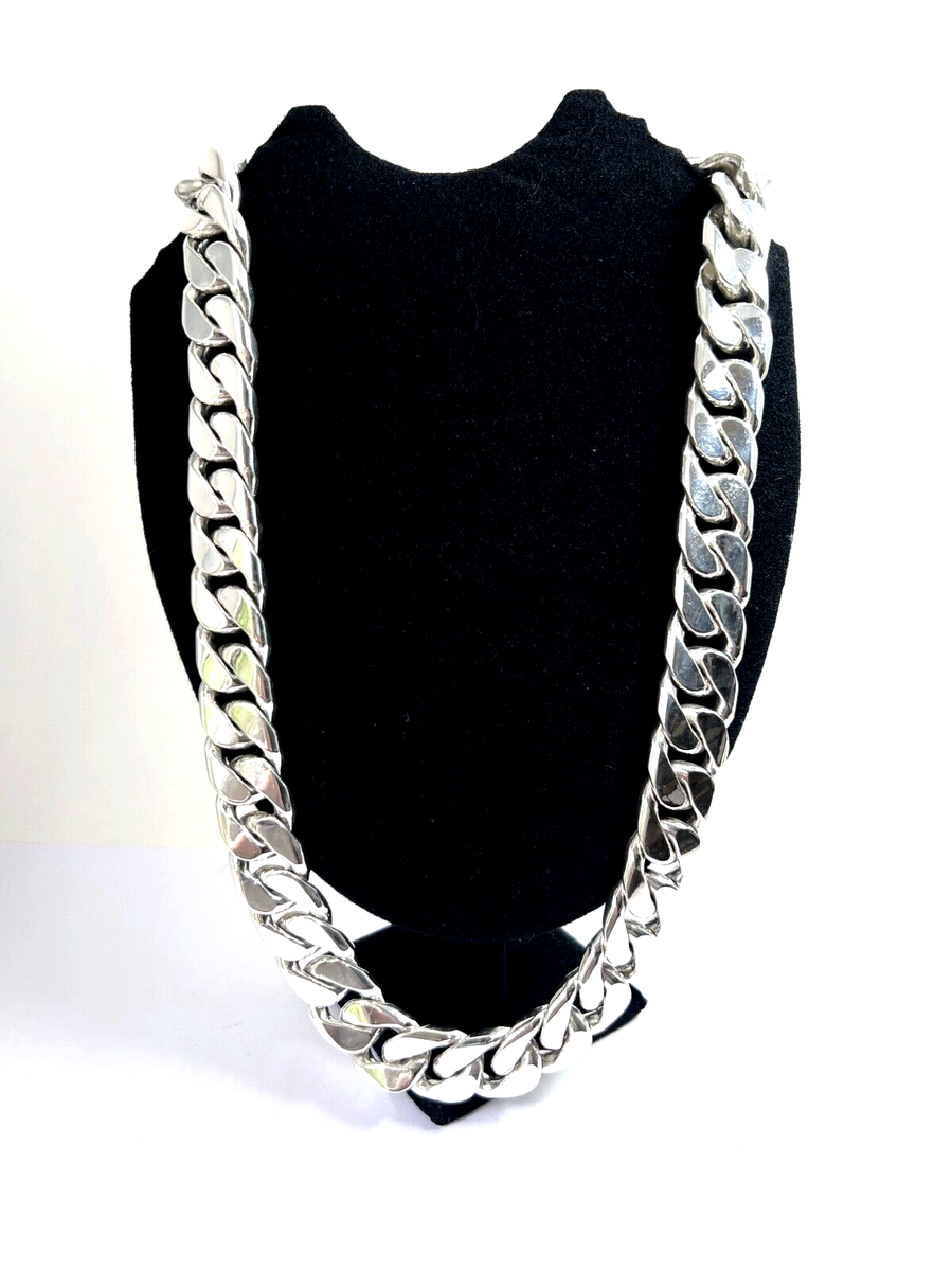 Very Long Heavy Taxco, Mexican 925 Sterling Silver Curb Chain