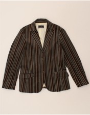 Conte Of Florence Womens 2 Button Blazer Jacket It 46 Large Brown Striped Bt12