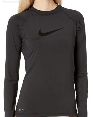 Nike Women s Swim Dri-Fit UPF 40+ Long Sleeve Shirt NESA421-001 Size Large Black