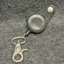 Dickies Black Leather & Plastic ID Badge Reel Card Retractor Cable Button & Clip