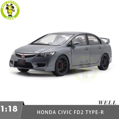 1/18 WELL Honda Civic Type R FD2 grau Diecast Modell Spielzeugauto Geschenke