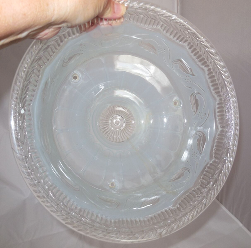Vintage 3 Ketten blau Glas Deckenleuchte Leuchte Schirm geprägt Blätter Beeren - Bild 9 von 9