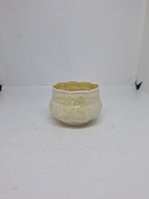Rare Belleek 3rd Black Mark Yellow Ribbon Sugar Bowl. Irish Porcelain