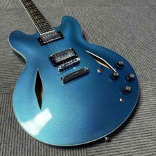Metallic Blue Electric Guitar Chrome Hardware Semi Hollow Body 22 Tone Position