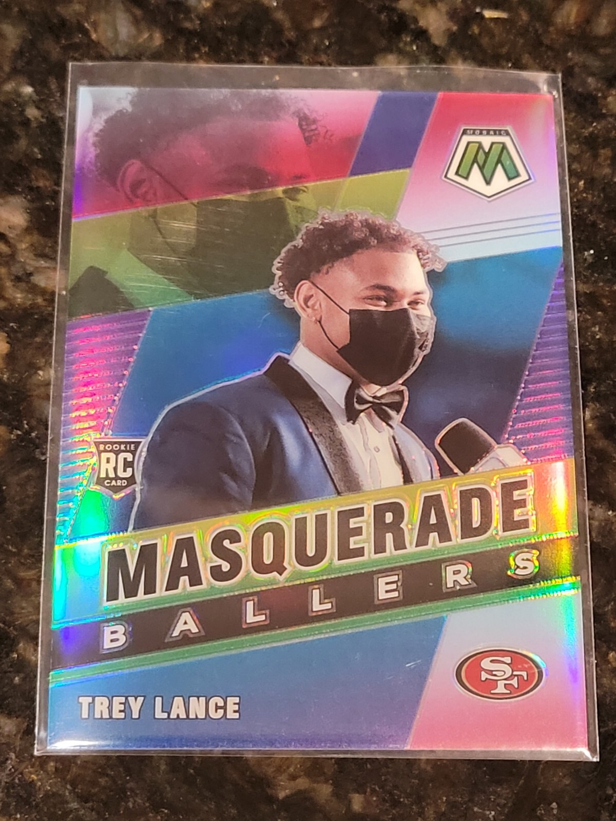 2021 Mosaic Trey Lance Masquerade Ballers PRIZM Rookie Card RC #MB-22 49ers SSP