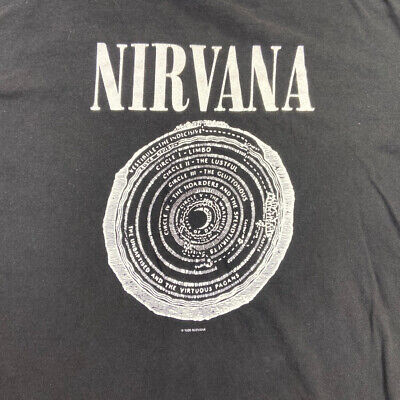 VINTAGE Nirvana Vestibule T-Shirt Large Black Circles Of VINTAGE Nirvana Vestibule T-Shirt Large Black Circles Of