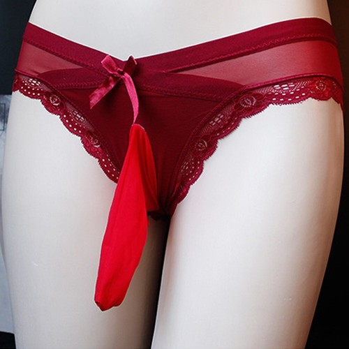 Lacework Herren Slip Unterwäsche verziert mit Schleife Höschen Schlüpfer Panty - Bild 9 von 33