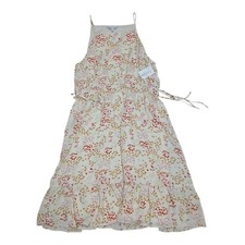Collective Concepts Women’s XL Floral Midi Dress Ivory Yellow Red Print NWT
