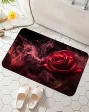 Red Rose Bathroom Mat Quick Dry Non Slip Absorbent Bath Rug 17x29.5 Inch