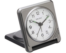 Compact Folding Travel Clock Gray Metallic Japanese Domestic Model QQ638S JPN