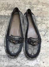 Coach Fortuna Signature C Khaki Brown Patent Leather Loafer Flats Size 6B