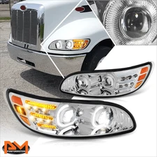 For 99-20 Peterbilt Class 5 6 7 8 Switchback LED Turn Signal Projector Headlight