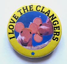 25mm Badge Of Children's TV Show The Clangers "I Love The Clangers"