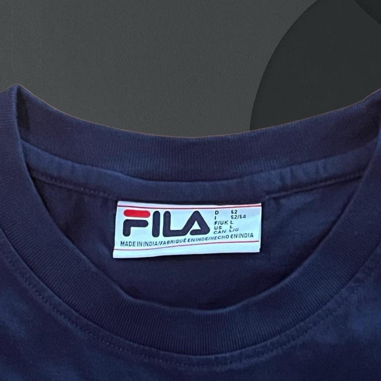 T shirt Fila vintage blu navy uomo grande Y2K anni 90