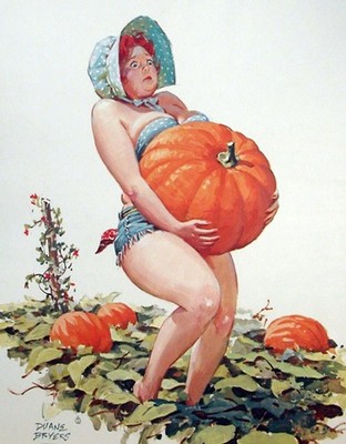 Duane Bryers' plump and pretty Hilda Pickin' Pumpkin 16''X20'' GLOSSY POSTER PRINT