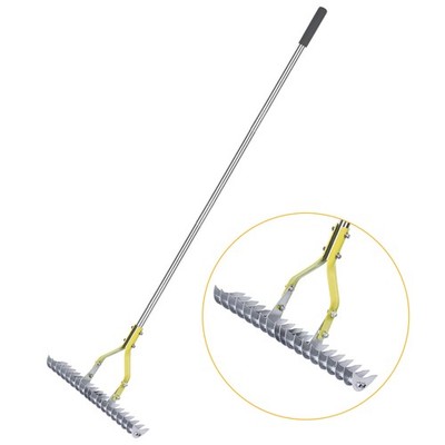 Thatching Rake 15-Inch Wide for Cleaning Dead Grass Efficient Steel Metal Gra...