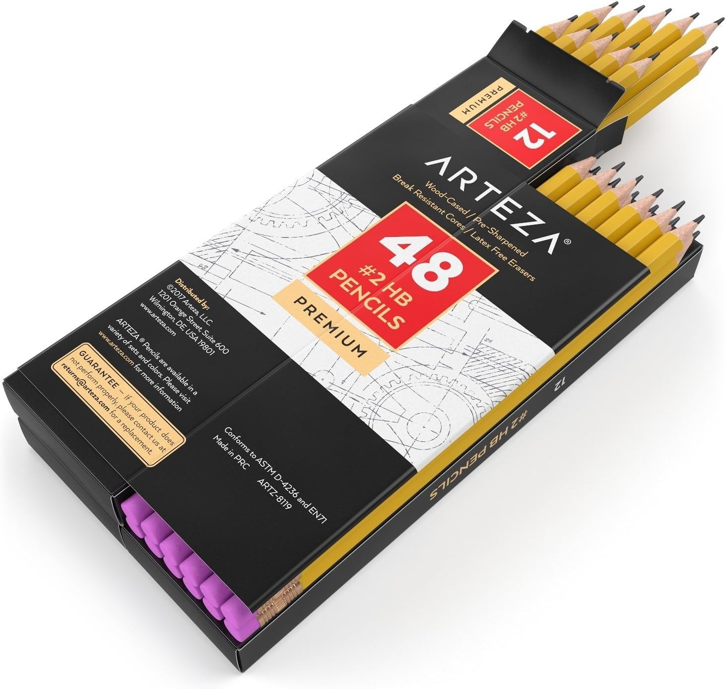 #2, Pack Of 48  Pre-sharpened Wood-cased Graphite With Latex