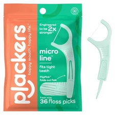 Plackers Micro Line Dental Fold Out Flip Pick 36 Count (Pack of 1) Floss Picks