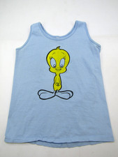VTG Tweety Bird Tank Top Shirt Womens Medium? Blue Big Logo Looney Tunes