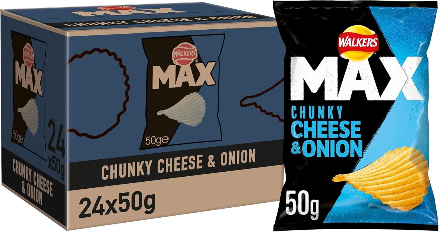 Walkers Max Cheese & Onion Crisps 50g (pack of 24)