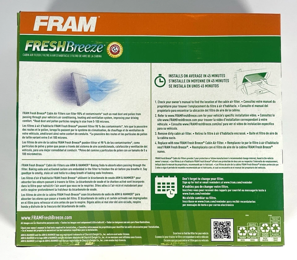 Paquete de 2 filtros de aire de cabina FRAM para Toyota Lexus Scion Camry Corolla Tundra Highland Foto 2 de 4