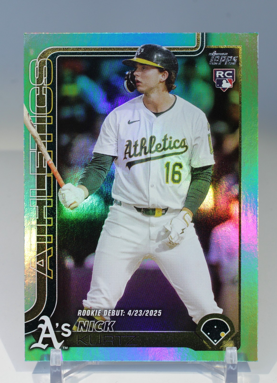 2025 Topps Update NICK KURTZ RC Debut AQUA Rainbow Foil Oakland A’s US197