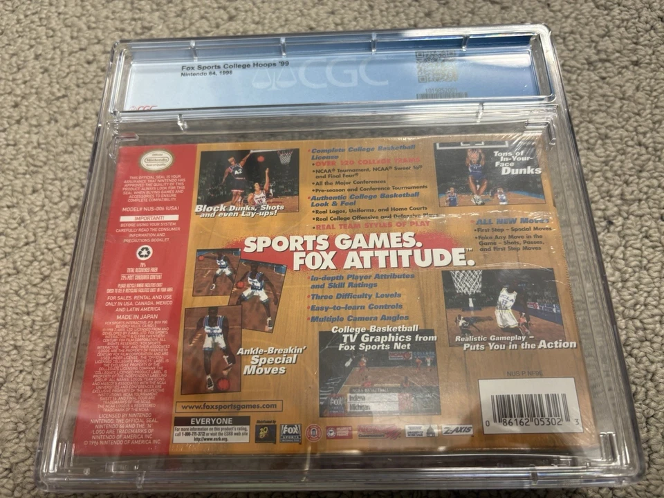 Fox Sports College Hoops '99 Nintendo 64 N64 Basketball Sealed NIB - CGC 9.0 B+ - Image 3 of 4