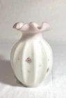 "Berries And Blossoms" Large Vase 1984 Fenton Art Glass Milk Satin Hand Painted