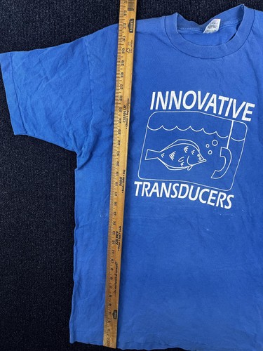 Vintage Innovative Transducers Shirt Mens XL Blue Fish Graphic Made USA 90s Tee - Picture 10 of 12