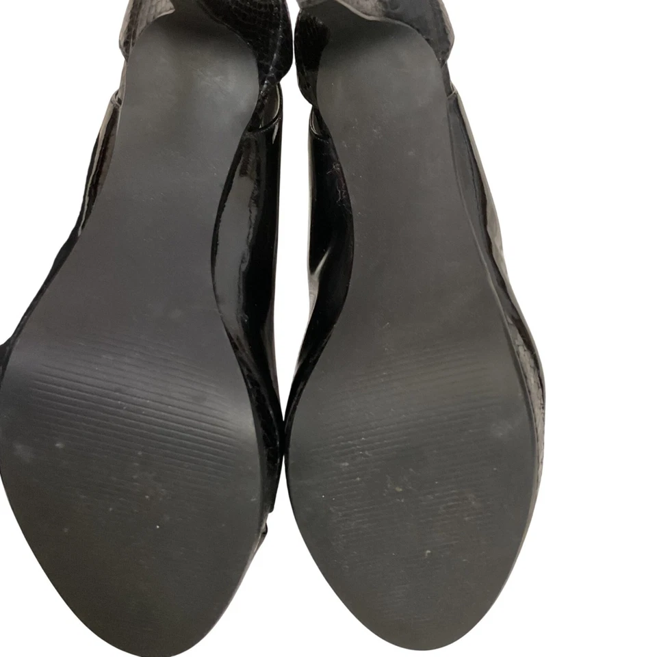 Zapatos de salón Alfani de charol negro punta abierta talla 9 para mujer tacones elegantes Foto 3 de 3