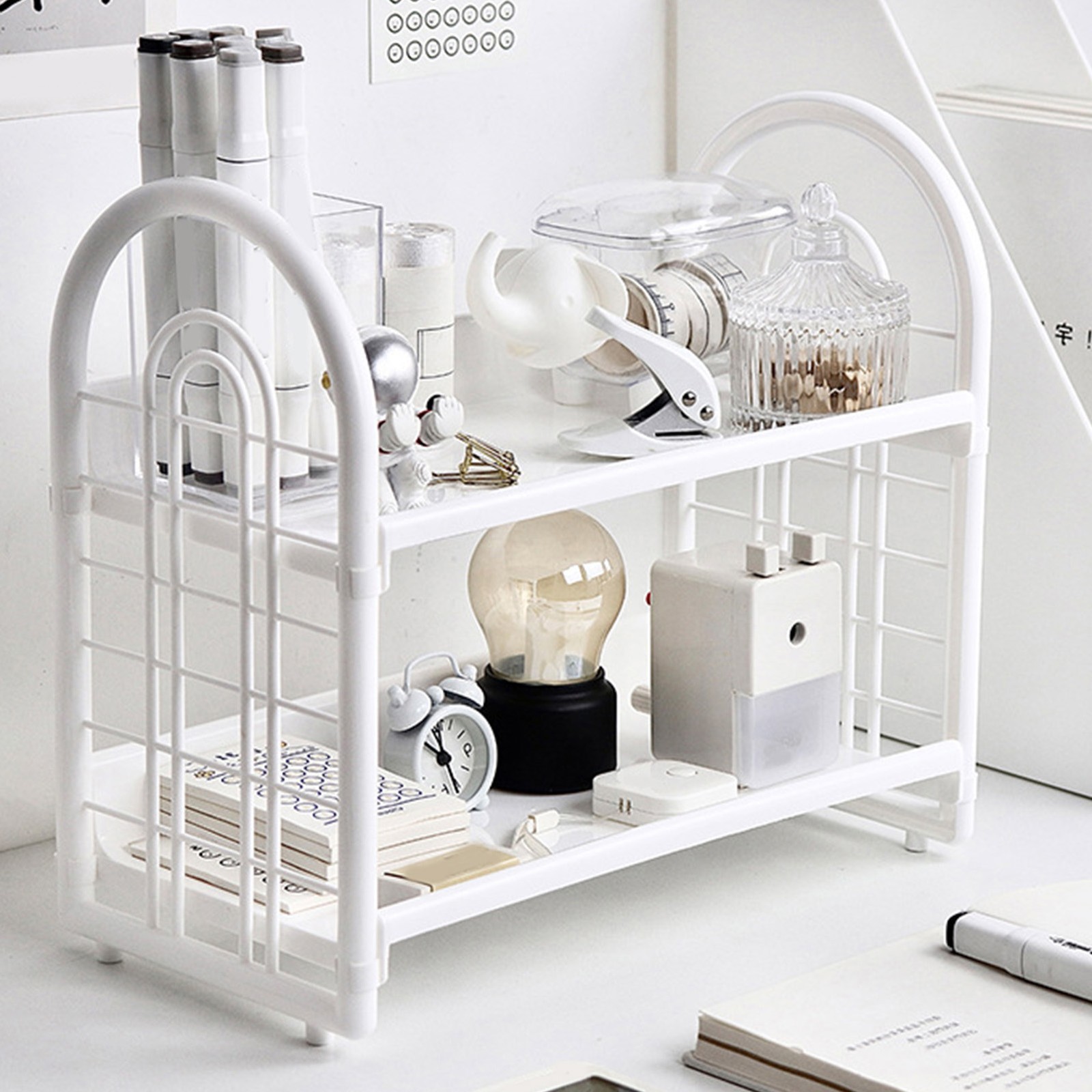New Simple Double Layer Desktop Storage Rack Desk Mini Bookshelf Storage Shelf