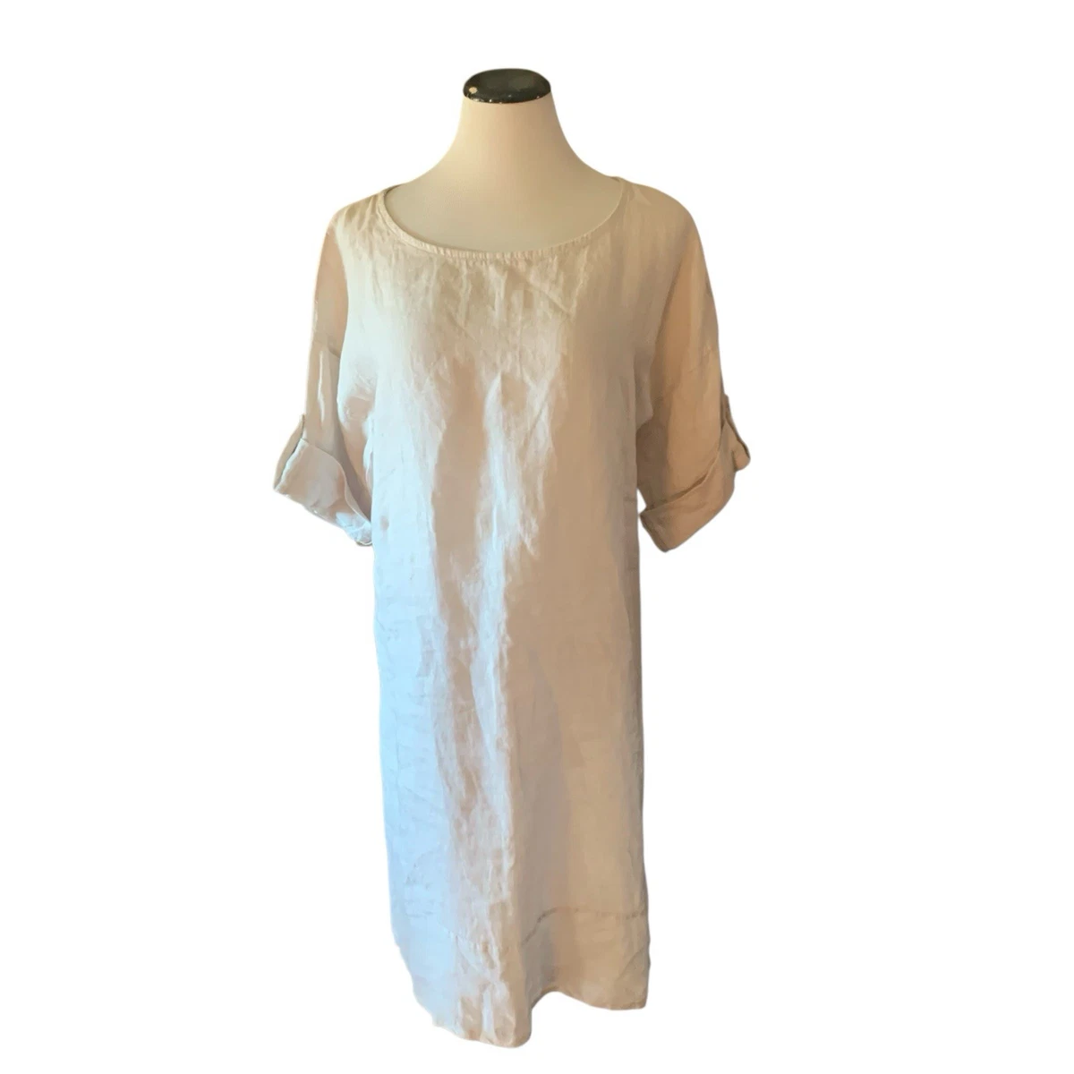 front tie linen dress Everlane Tie-Neck Dress, Stretch Linen, Passion Fruit, Size 8 main image 0