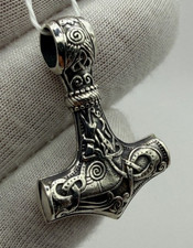 Colgante vintage Thor Hammer Mjolnir plata esterlina amuleto nórdico vikingo - 11,52 g