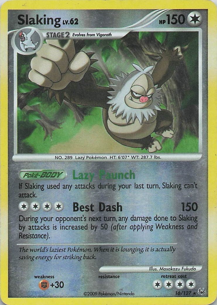 Slaking 16/127 Platinum Reverse Holo Rare Pokemon Card