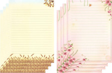 50 Writing Stationery Paper Set, Lined Stationery Paper for Writing Letters, Flo